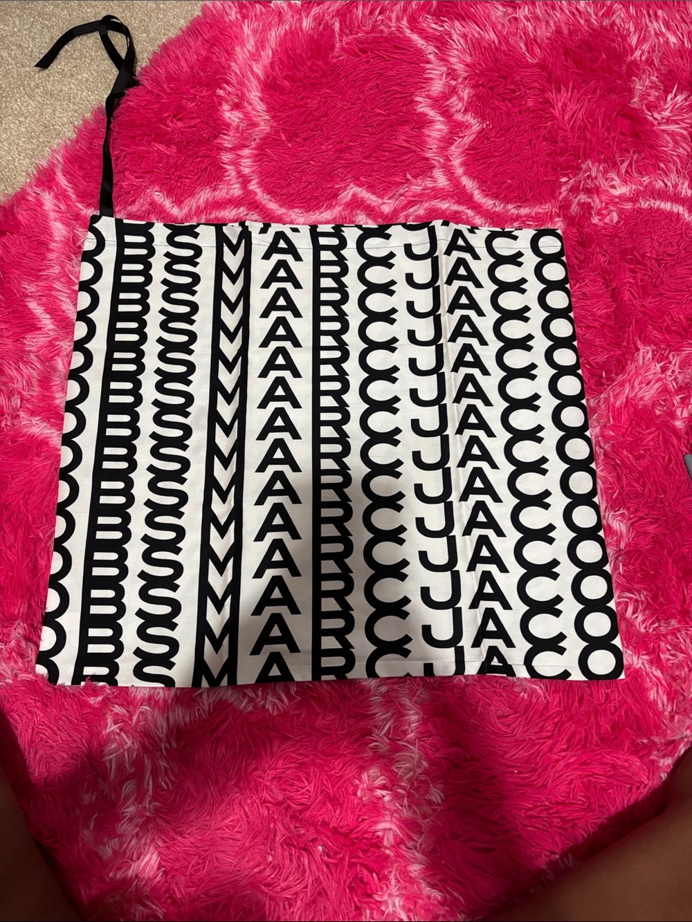 Marc Jacobs Black and White Logo Drawstring Dust Bag